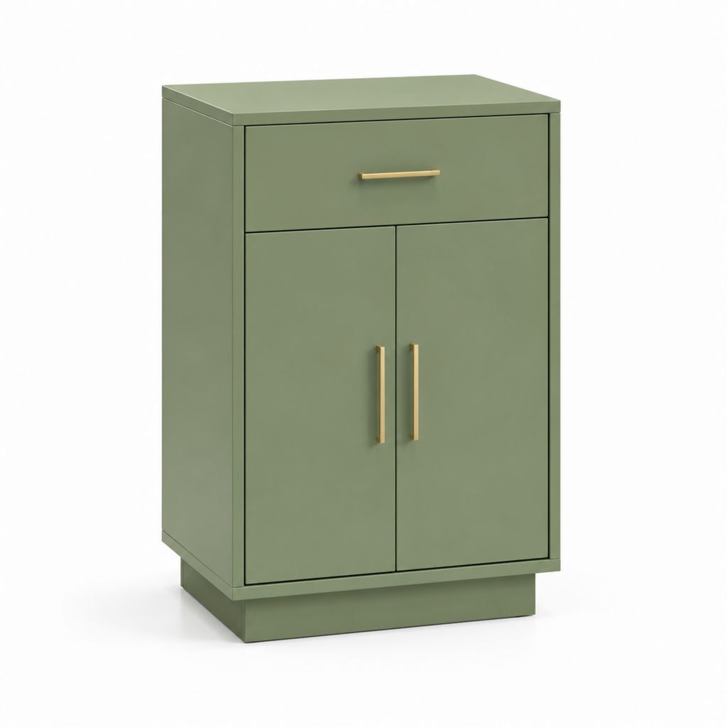 Credenza con 2 ante e cassetto verde salvia in MDF 80 x 40 x 120 cm