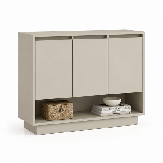 Credenza a 3 ante beige in pannello truciolare nobilitato 120 x 40 x 100 cm