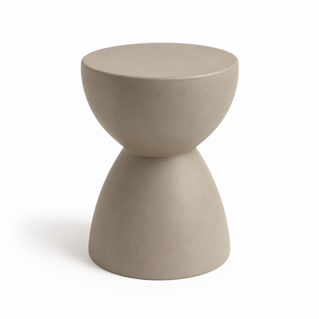 Sgabello da pranzo rotondo tortora in cemento fibrorinforzato 40 x 40 x 46 cm